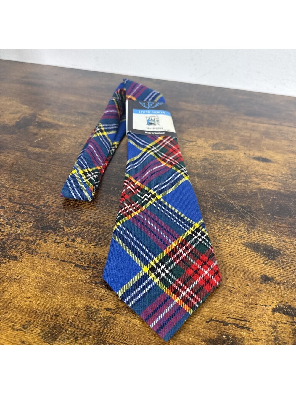 Lochcarron Macbeth 100% New Wool Colorful Plaid Tie Made In Scotland 53” Length